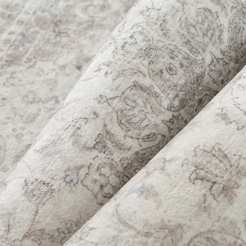 PureCozy 2x6 Runner Rug Washable Neutral Beige Vintage Hallway Kitchen Carpet Non Slip Low Pile Soft Floral Indoor Long Throw Rug for Bedroom Bathroom Laundry Living Room - color: Vintage | Beige, size: 2' x 6' (Runner)