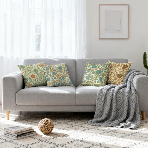 Asparagus Green Throw Pillow Covers 18x18 Set of 4, Chic Boho Cute Pillowcase Decoration Cushion Case for Couch Sofa Bedroom Living Room Outdoor Decor - color: Asparagus Green