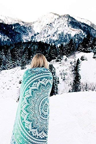Popular Handicrafts Tapestry Wall Hanging Hippie Ombre Mandala Wall Art Bohemian Hippy Intricate Indian Tapestry 84x90 Inches (215cm x 230cm) Green - color: Green, size: 90.6"L x 84.7"W