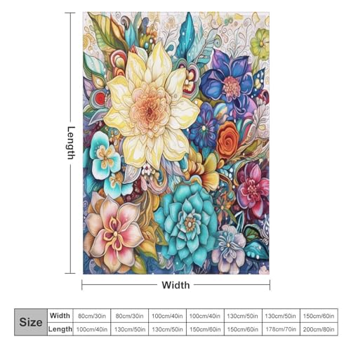 Boho Mandala Flower Blanket,Colorful Abstract Hippie Indian Watercolor Natural Floral Plant Print Blanket for Couch Sofa Bed Decorative Gifts 30x40 - color: Blanket-12, size: 30"x40"