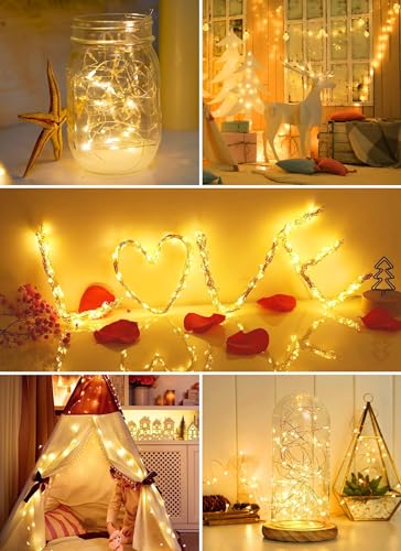 Brightown 24 Pack Fairy Lights Battery Operated String Lights - 7 ft 20 LED Mini String Lights Waterproof Silver Wire Firefly Lights for Vases Mason Jars DIY Crafts Plants Table Centerpieces Wedding - color: Warm White, size: 24 Pack