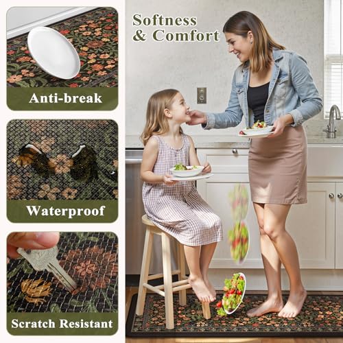 Collive Kitchen Mats 2PCS, Cushioned Anti Fatigue Mat for Floor Non Skid Waterproof Kitchen Rugs, Black Comfort Standing Desk Rug for Office, Sink, Laundry, 17"x30"+17"x59" - color: Black, size: 17.3"x59"+17.3"x29"