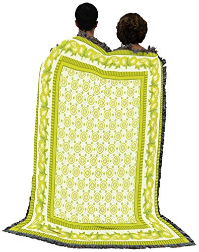 Pure Country Weavers Lemon Zest Blanket - Garden Floral Gift Tapestry Throw Woven from Cotton - Made in the USA (72x54) - color: Lemon