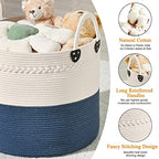 KAKAMAY Large Blanket Basket (18"x18"x16"),Woven Baby Laundry Hamper for Storage, Cotton Rope Blankets Baskets for Nursery, Laundry, Living Room, Pillows, Baby Toy chest with Handles (Navyblue) - color: Navyblue
