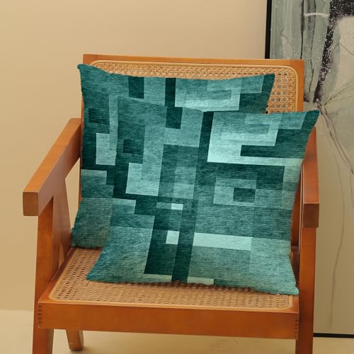 BETGINY Aqua Teal Pillow Covers 20x20, Abstract Art Outdoor Decorative Throw Pillows for Couch, Modern Geometry Decor Cushion Cover 2 Pcs Soft Farmhouse Square Pillowcase for Bed Car Safa - color: Aqua Teal, size: 20" x 20" (Pack of 2)