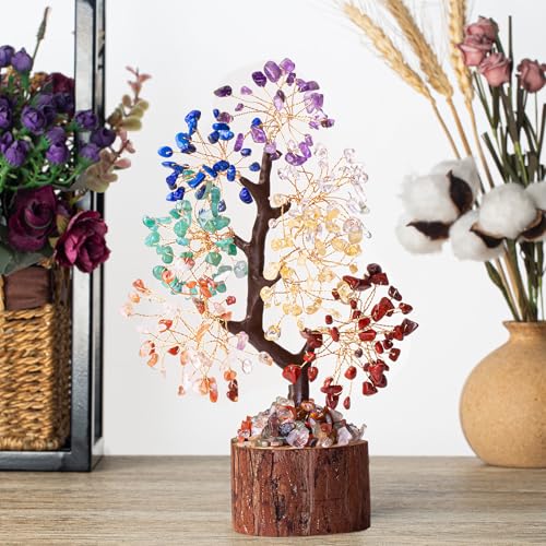 MAIBAOTA 7 Chakra Tree Crystal Tree of Life Decor Birthday Gifts for Women Healing Crystals for Positive Energy Spiritual Gift for Sister and Mom Housewarming Gifts New Home Money Trees Decoration - color: Multicolor01