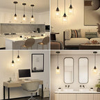 Licperron 3 Pack Hanging Pendant Lighting Fixtures, Adjustable Black Hanging Ceiling Lamp with Clear Glass Shade, Modern Pendant Light for Kitchen Island, Dining Room, Bedroom, Hallway - size: 3-Pack