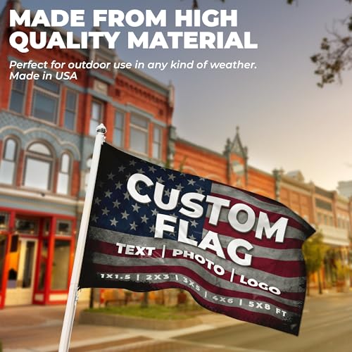 Custom Flagg_New by DreamController 1'x1.5' to 5'x8' with Business Logo, Image or Text | Personalized Outdoor Flags Banner with Grommets for Advertising, Events | Made in USA | Fast delivery | HD - color: Flag Custom