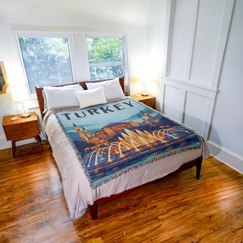 Pure Country Weavers Turkey Travel Blanket - Gift Tapestry Throw Woven from Cotton - Made in The USA (72x54) - color: Turkey Travel, size: 60X80