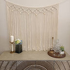 kiido Macrame Wall Hanging, Hanging Wall Tapestry Large Bohemian Wall Decoration Macrame Curtain fringe Backdrop Wall Decor for Wedding Living Room Bedroom Gallery, 38"x 33"