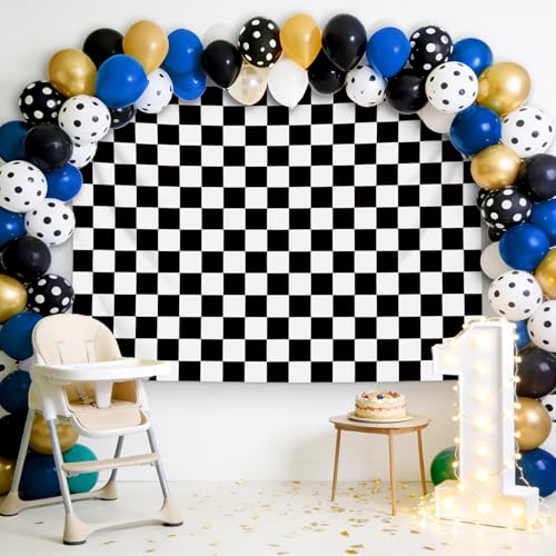 HVEST Retro Checkered Tapestry Black and White Plaid Grid Pattern Tapestry for Bedroom Living Room Black and White Checkered Backdrop Birthday Party Decor, 60L x 80W Inches - color: Black, size: 60"L x 80"W