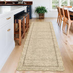 GarveeHome Scalloped Washable Runner Rug 2x6 Runner Modern Kitchen Runner Rug Non Slip Farmhouse Entryway Rug Soft Bathroom Rugs Stain Resistant Carpet for Laundry Bedroom 2 ft x6 ft Jute - color: Jute, size: 2' x 6' (Runner)