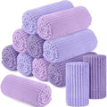 Buryeah 12 Pcs Flannel Throw Blanket Bulk 50 x 60 in Sleepover Blanket Outdoor Wedding Throw Lightweight, Oeko-tex Standard 100 Certified for Sofa Homeless Gifts (Purple Series) - color: Purple Series