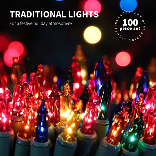 100LIGHTS Multi Extra-Bright with End Connectors Christmas Decorative Lights 5.98m UL Certified Mini String Light Set Waterproof for Home Garden Holiday Christmas Tree Party Patio Wedding - color: Multicolor, size: 100 COUNT-1PACK