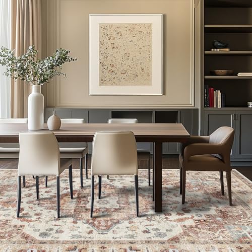 Area Rugs for Living Room 5x7,Machine Washable Non Slip Vintage Retro Rugs, Low Pile Lightweight Soft Rug for Bedroom, Dining Room,Home Office for Entrance Coffee Table - color: Red, size: 5x7