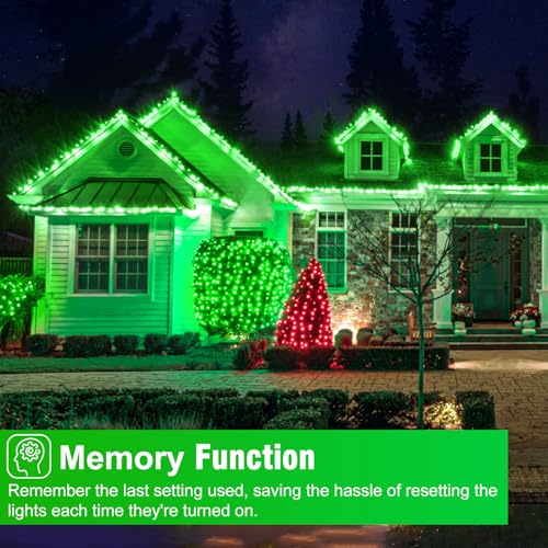 2 Pack Christmas Lights Outdoor, Total 200FT 600LED String Lights for Outside with 8 Modes Waterproof, Green Wire Twinkle Tree Lights Green Wire for Indoor Yard Garden Party Decorations, Green - color: Green, size: 200FT 600LED