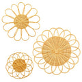 Weysat Sunflower Boho Wicker Wall Decor Baskets Set of 3, 11.81 Inch Round Macrame Wall Hanging, Rattan Rustic Art Country Style for Bathroom Living Room Garden Office Nursery Decor