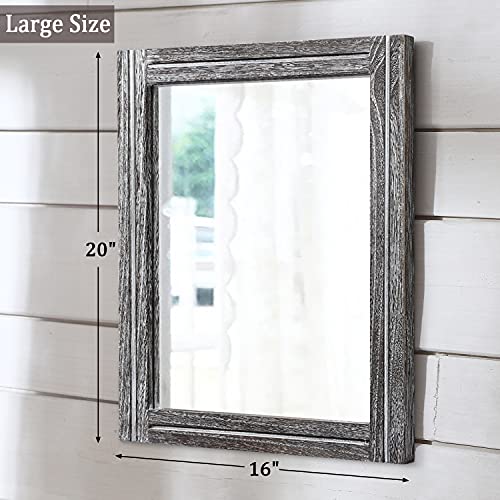 AAZZKANG Rustic Mirror Wood Framed Wall Mirrors Large 20"x16" Rectangle Decorative for Bedroom Bathroom Farmhouse Living Room Home Entryway - color: Dark Gray, size: 20"L x 16"W