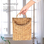 Woven Hanging Water Hyacinth Baskets, Hanging Wall Wicker Basket, Handmade Organizer Baskets, Hanging Flower Basket for Shelves, Walls, Doors, Balconies, Front of House, Garden, Farmhouse, Home. - color: Light Brown