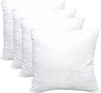 Luxury Pillow Inserts, Pack of 4, 22 x 22 inches Hypoallergenic Ultra Soft White Polyester Microfiber Durable Couch Cushion Fillers