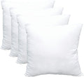 Luxury Pillow Inserts, Pack of 4, 18 x 18 inches Hypoallergenic Ultra Soft White Polyester Microfiber Durable Couch Cushion Fillers