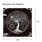 Wonrizon Tree of Life Tapestry,Black and White Galaxy Space Tapestries Aesthetic Psychedelic Wall Hanging decor for Living Room Bedroom (59.1" x 59.1") - size: 59.1"L x 59.1"W