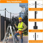 SINLEY 10 Pack Suspension Outdoor String Light Poles for Outside String Lights Hanging,with Clip and Holder,Light Post Mounting Stand for Patio Fence Wall Garden Backyard Deck - style: 10 Pack 2.8Ft