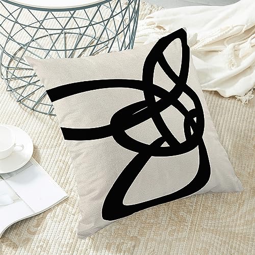 Black And White Pillow Covers 18x18 Set Of 2 Geometric Abstract Modern Art Line Throw Pillow Covers Modern Minimalist Style Decorative Square Linen Cushion Case Boho Decoration For Couch Sofa Outdoor - color: Abstract Art Line, size: 18" x 18" (Pack of 2)