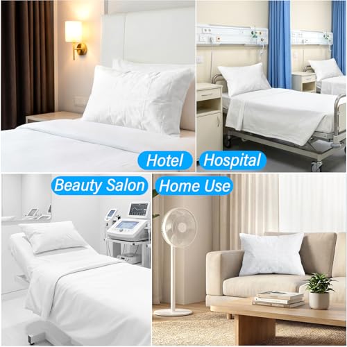 Sukh Disposable Pillow Case Covers Standard Size - White Pillow Cases Bulk Set 15 Pack, Pillow Covers Standard Size 31 x 20 Inch, Travel Pillow Case Cover for Hotels, Guest Rooms, Bedding Supplies