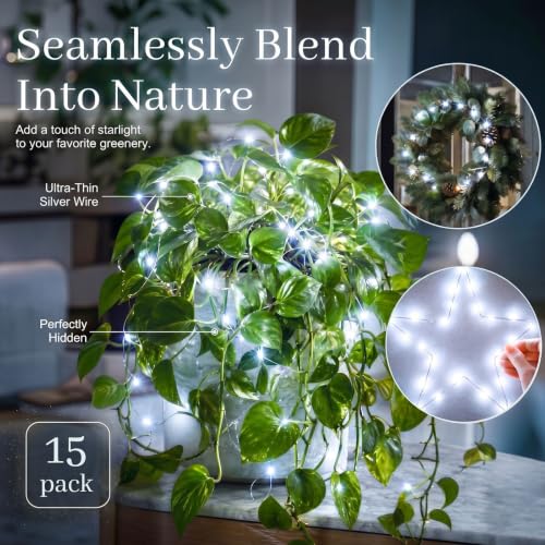 DomeStar 15Pack Fairy Lights Battery Operated, 7Ft 20 LED Waterproof String Lights Wire Firefly Starry Moon Light for DIY Mason Jars Party Centerpiece Table Valentine's Day Decorations Tree Ornament - color: Cool White, size: fifteen