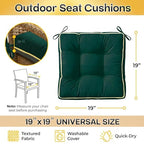 4 Pack 19x19 Inch Shredded Foam Chair Cushions with Straps - All-Season Seat Pads for Indoor/Outdoor Dining, Office, Patio, Kitchen Chairs (Green, 19 INCH × 19 INCH) - color: Green