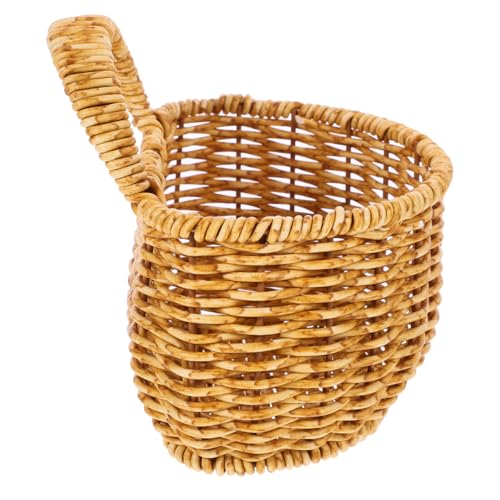 TEHAUX Woven Hanging Basket Imitation Rattan Wall-Mounted Sundries Storage Basket Lightweight Fruit Vegetable for Kitchen Home Dorm Balcony Decor 5.51 X 3.93 X 5.51 in