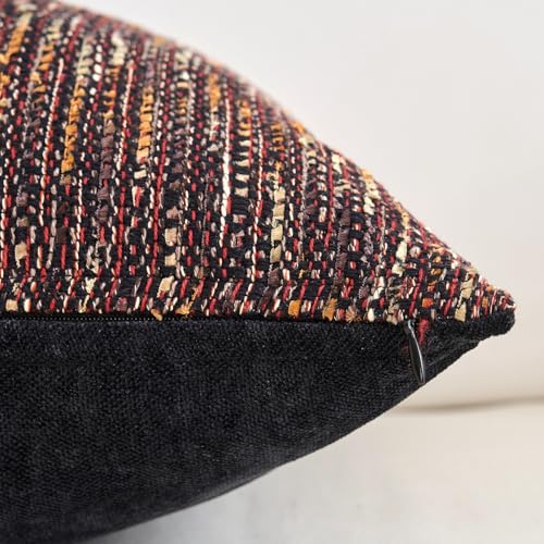 Premium Series Fringe Boho Throw Pillow Cover, Linen Woven Luxury Thick Cushion Case with Tassels for Home Décor, Burnt, 12x20 Inch - color: Burnt, size: 20" x 12" (Pack of 1)