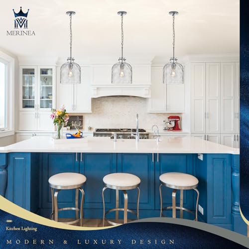 Chrome Pendant Light for Kitchen Island – 10" Modern Glass Dome Hanging Light Fixture, Single E26 Ceiling Pendant Lamp for Dining Room, Hallway, Bedroom - color: Chrome-Medium