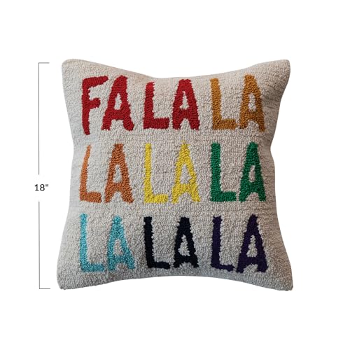 Creative Co-Op Square Cotton Tufted Pillow FALALALALALALALALA, Multicolor