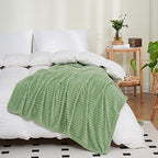 Puncuntex Flannel Fleece Throw Blanket Sage Green 50"×60",Super Soft Plush Cozy Blanket with Square Grid Design Luxury for Couch Sofa Chair - color: Sage Green, size: 50"×60"