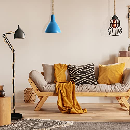 6 Pcs 15 Ft Pendant Light Cord lamp kit Vintage Ceiling Hanging Lights with Plug in Cord with Twisted Nylon Rope with Switch E26 Socket for Kitchen Farmhouse Bedroom DIY Decor