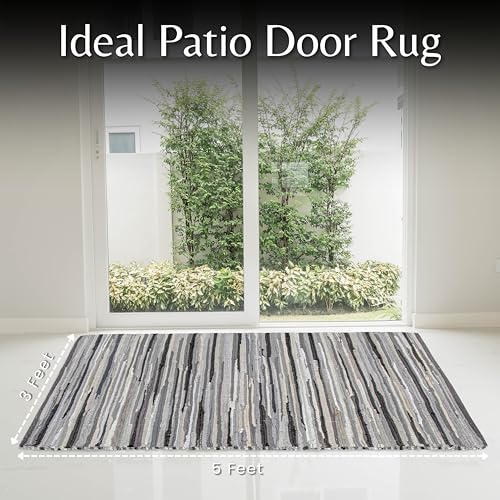 Ramanta Home Hand Woven 100% Cotton Rag Rug 3'x5' - Charcoal, Recycled Rugs, Boho Farmhouse Rugs for Living Room, Dinning Room, Kitchen, Entryway, Bedroom Rug - 36"x60" - color: Charcoal, size: 3 x 5 feet