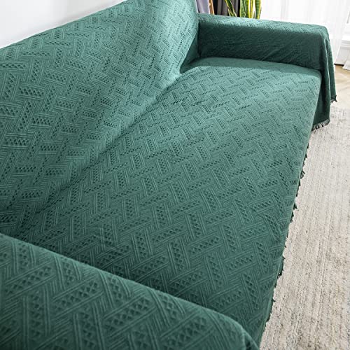 AIVIA Couch Cover Sheet Blanket, Oversized Couch Covers for 3 Cushion Sofa, Extra Large Furniture Decoration Covers Sofa Throws Sofa Slipcovers, L-Shape U-Shaped Sectional Protector for Cats Dogs - color: Blackish Green, size: 71” x 118”