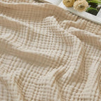 EMME Cotton Muslin Large Throw Blanket Couch Breathable Gauze Soft Lightweight Bed Blankets Adults (Heather Beige, 50"x70") - color: 03 - Beige, size: Large Throw (50" X 70")