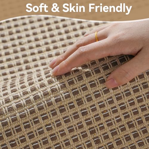 2x5 Washable Runner Rug, Non Slip Kitchen Runner Rug, Boho Woven Hallway Runner, Low-Pile Indoor Entryway Rug, Durable Small Area Rug for Bedroom & Laundry Room (2'x5', Brown) - color: Brown, size: 2' x 5'