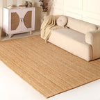 Natural Jute Area Rug 6x9ft - Handwoven Natural Fiber Rug for Living Room, Bedroom, and Entryway, Rustic & Boho Style - size: 6' x 9' (Rectangular)