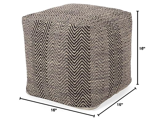 Christopher Knight Home Dora Hand-Crafted Cotton Cube Pouf, Brown, Beige, and Yellow