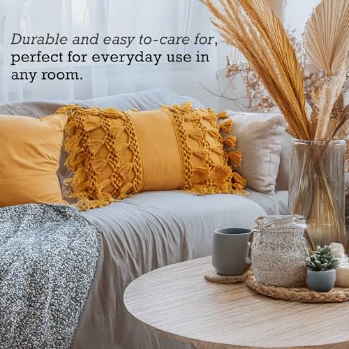 RAJRANG Artisan Gold Lumbar Sofa Pillow Cover - Cotton Rectangle Throw Pillow Covers 20x12 in for Couch, Sofa, Living Room Decor - color: Artisan"s Gold, size: 20" x 12" Rectangular