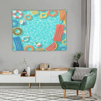 Kurtect Summer Theme Tapestry,Swimming Pool Fruit Cartoon Kids Teens Pattern Print Tapestries for Party Beach Picnic Blankets Tablecloths Living Room Wall Deocr, 30x40 in - color: style-2, size: 40"L x 30"W