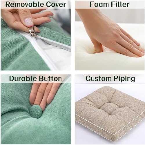 SINCERE Custom Tufted Cushions Indoor, Foam Filler, Cut to Size Bench Pillow, Bespoke Shape Window Seat Chair Pad, Tailored 2/3/4 Seater Piped Sofa Booster Back Cushion with Removable Cover, 30+Colors - color: Custom Tufted Cushion