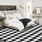 Buffalo Plaid Rug 5.5'x7.5'Black and White Area Rug,Washable Cotton Woven Indoor/Outdoor Rug for Farmhouse/Dining Room/Bedroom/Living Room Rug Retro Lattice Checkered Carpet - size: 5.5'x 7.5'