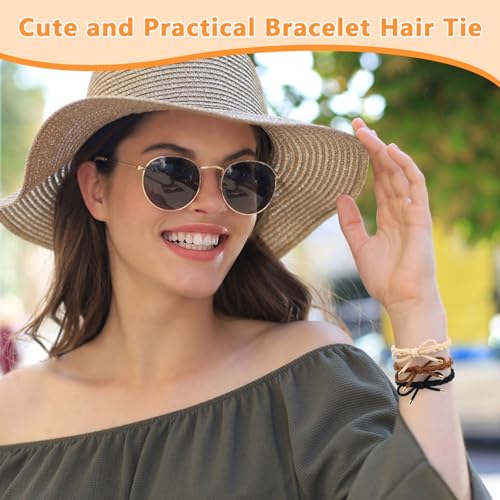 12 PCS Braided Hair Ties Bow Tie Hair Bracelets for Women Girls Elastic Hair Ties No Damage Ponytail Holders - color: Neutral