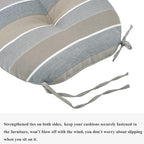 FUNHOME 15"x15"x4" Bistro Chair Cushion Set of 2, Water Repellent Round Outdoor Chair Cushions with Ties, Patio Tufted Chair Pads for Home Garden (Grey Stripe) - color: Grey Stripe