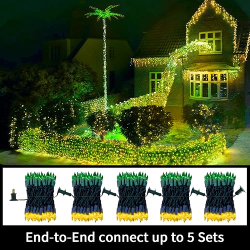 LAMPHOME St. Patrick's Day Mini String Lights, Super-Bright Extendable Green and Yellow Christmas Lights Decoration 100Lights 19.6ft UL Certified Mini Bulb for Outdoor Christmas Tree Decor - color: Green and Yellow